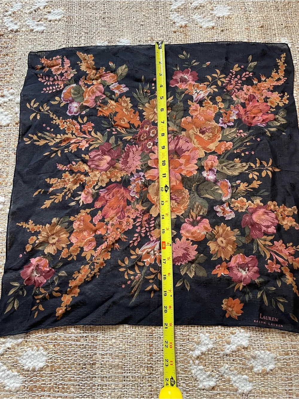 Ralph Lauren floral Black Vibrant scarf 20x20 Inches